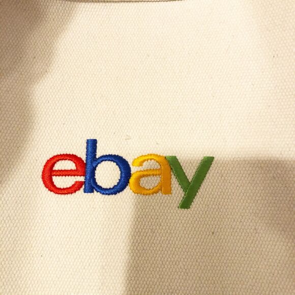 eBay Open 2024 Canvas Tote Bag 21 X 12 X 8 Inch Embroidered Logo Pocket - Picture 2 of 9